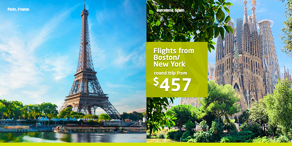 Flights from Boston/New Uork. Round trip from $457